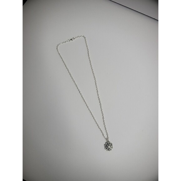 Handmade Chain Necklace Silver Tone Pendant Cross Shape White Stone Middle - Picture 11 of 11